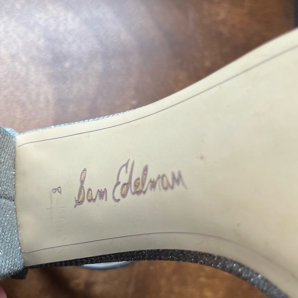 SAM EDELMAN 🪩 sparkly silver ‘Yaro’ block hells 8 - Picture 6 of 9